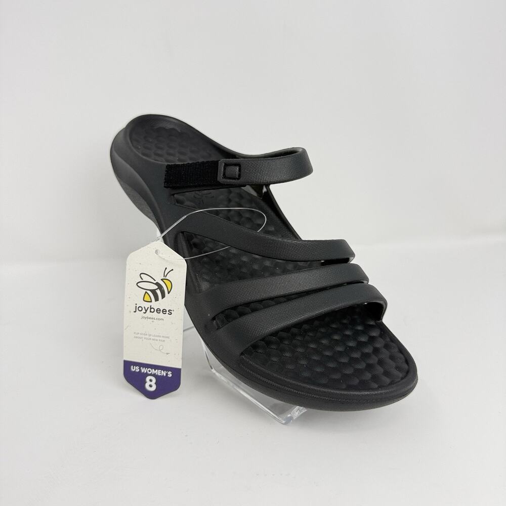 Joybees Lakeshore Women’s Size 8 Black Adjustable Strap Comfort Sandals New